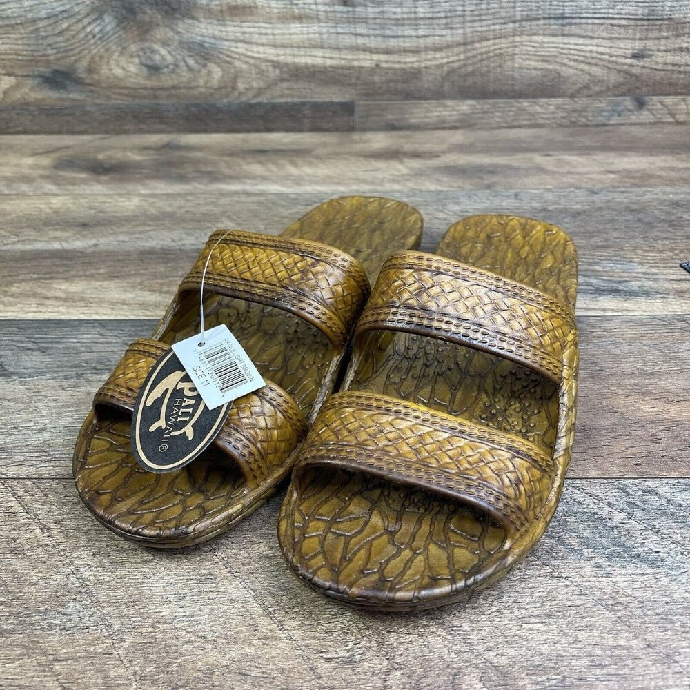 Pali Hawaii Unisex Hawaiian Jesus Dark Brown Slip On Waterproof Sandals 11